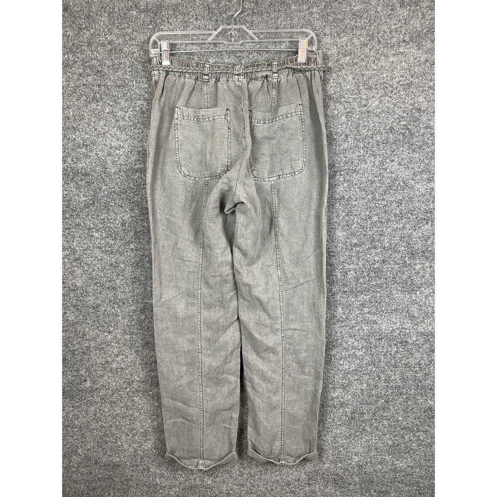 C&C California Linen Blend Casual Pants in Gray Pull-on Breaded Belt‎ - Picture 7 of 11